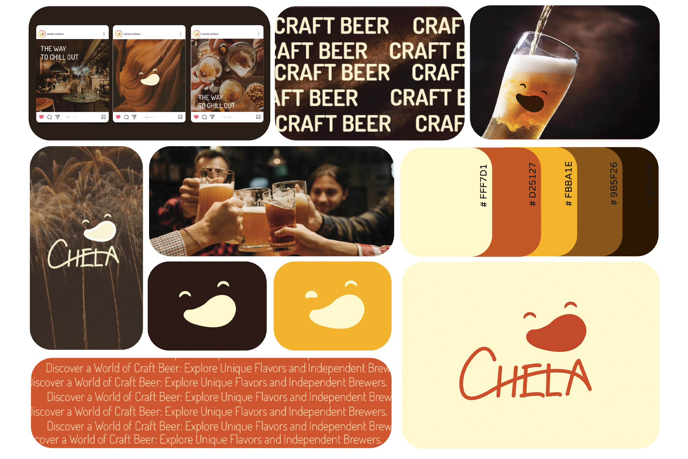 Daniela Cabra Luna, Brand Identity Design, Certificate in Digital Media & Design, student work, Whitecliffe College, Graphic design, visual identity, Happy-Go-Lucky, craft beer brand, Chela, DI4401 – Visual Communication