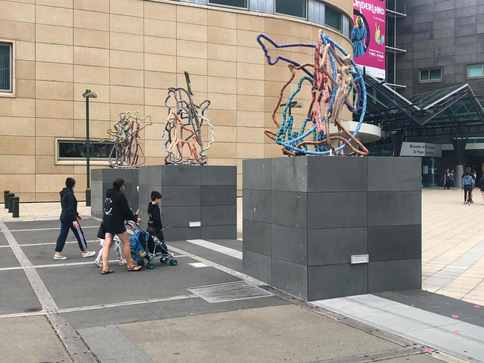 Yolunda Hickman's Signal Forest installed outside Te Papa